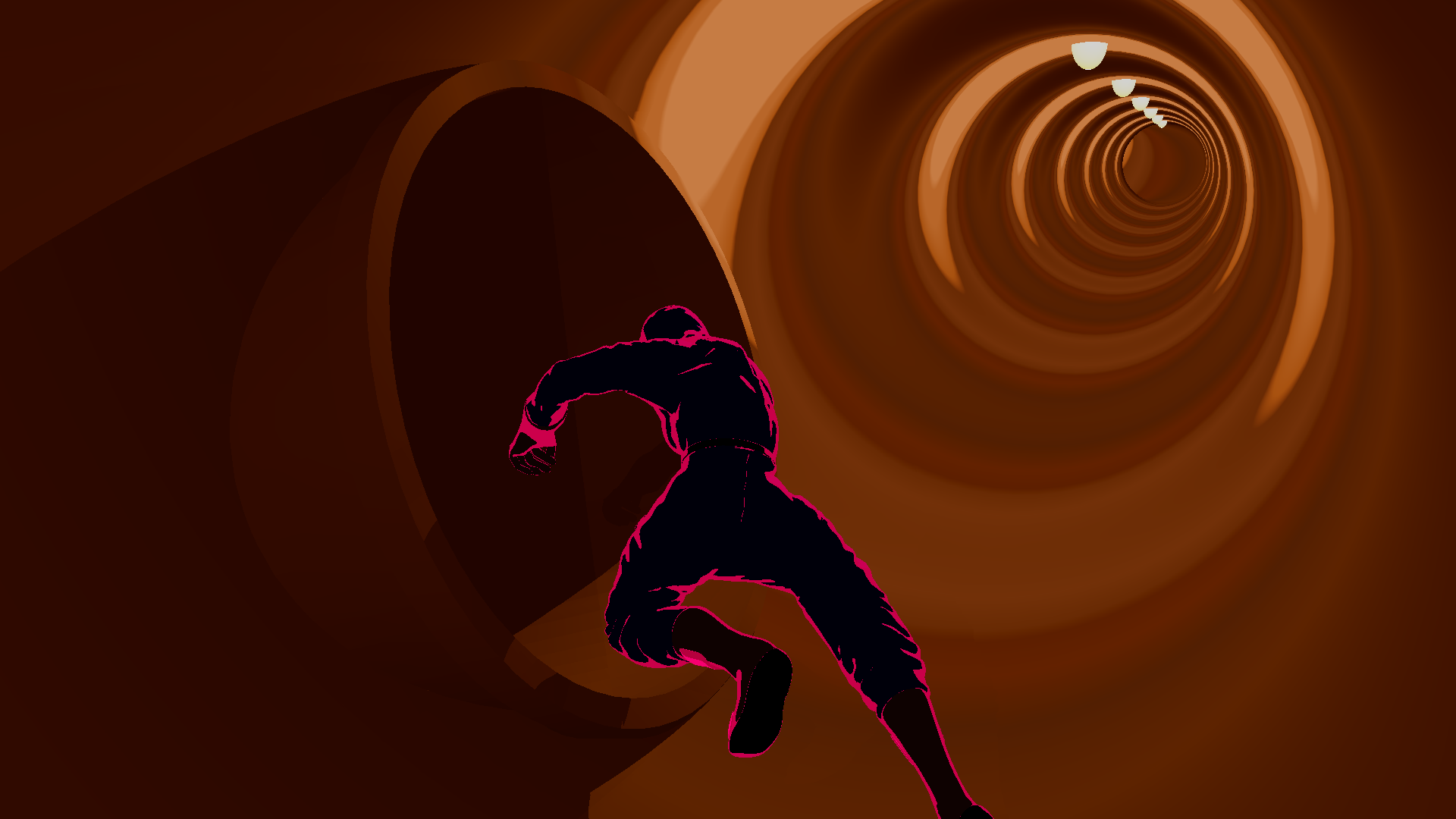 Anya throwing herself into a tube.