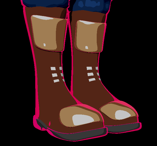 Boots shaded in the light.