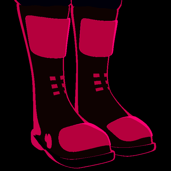 Boots shaded in the dark.