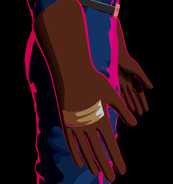 Gloves shaded in the light.