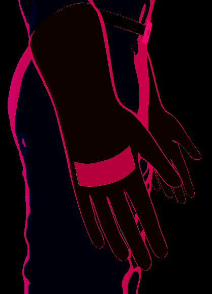 Gloves shaded in the dark.