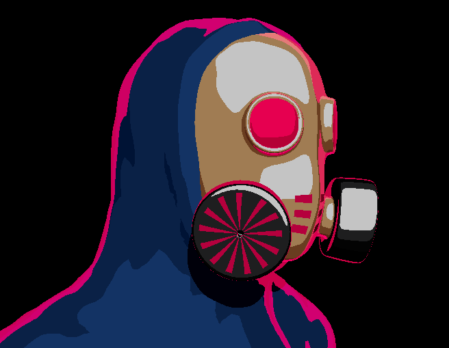 Mask shaded in the light.